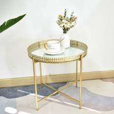 Nordic Light luxury metal iron tea table, gold folding side table is long-lasting  